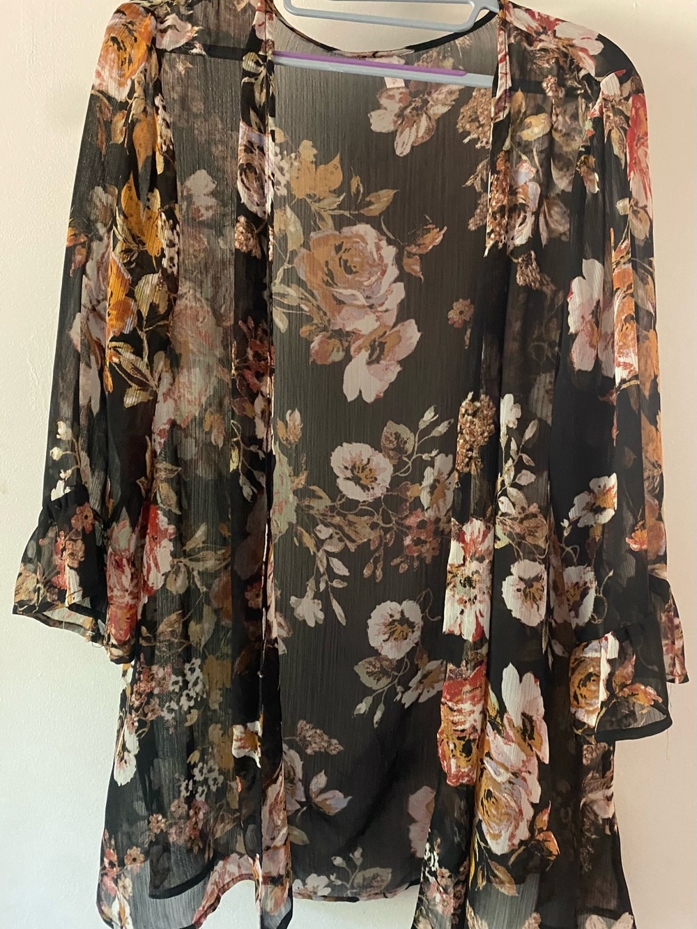Xhilaration Black Floral Sheer Kimono
